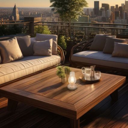 Brilo - LED ar regulējamu spilgtumu āra uzlādējamā galda lampa KANEA LED/1,5W/5V IP44 1200 mAh bēša