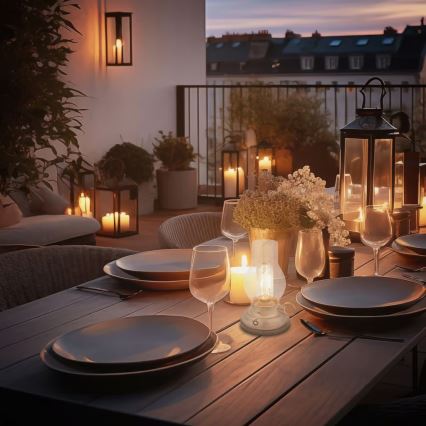 Brilo - LED ar regulējamu spilgtumu āra uzlādējamā galda lampa KANEA LED/1,5W/5V IP44 1200 mAh bēša