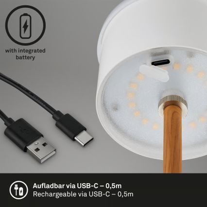 Brilo - LED regulējama uzlādējama pieskārienjutīga āra galda lampa KIKI LED/2,6W/5V IP44 2600 mAh melna