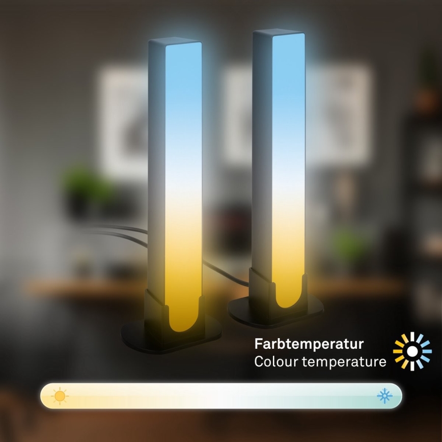 Brilo - KOMPLEKTS 2x LED RGBIC Aptumšojama galda lampa LED/12W/230V 3000-6500K Wi-Fi Tuya