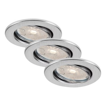 Brilo - Komplekts 3 gab. dimmējamu LED iebūvējamu vannas istabas griestu gaismekļu DIMM LED/5,5W/230V IP23 matēts hroms