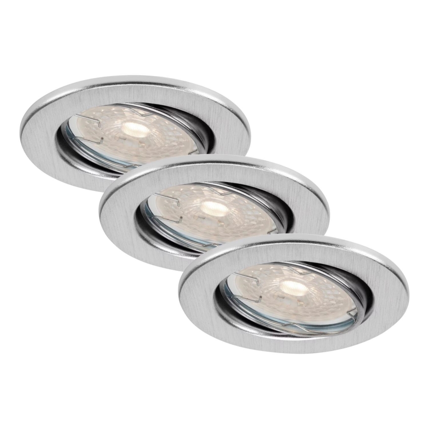 Brilo - Komplekts 3 gab. dimmējamu LED iebūvējamu vannas istabas griestu gaismekļu DIMM LED/5,5W/230V IP23 matēts hroms