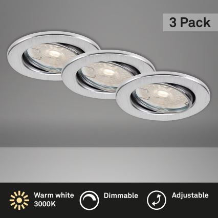 Brilo - Komplekts 3 gab. dimmējamu LED iebūvējamu vannas istabas griestu gaismekļu DIMM LED/5,5W/230V IP23 matēts hroms