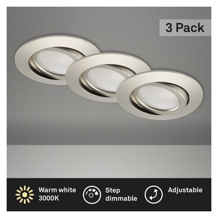 Brilo - KOMPLEKTS 3x LED Aptumšojama iegremdējama vannas istabas lampa LED/5W/230V IP23 matēts hroms