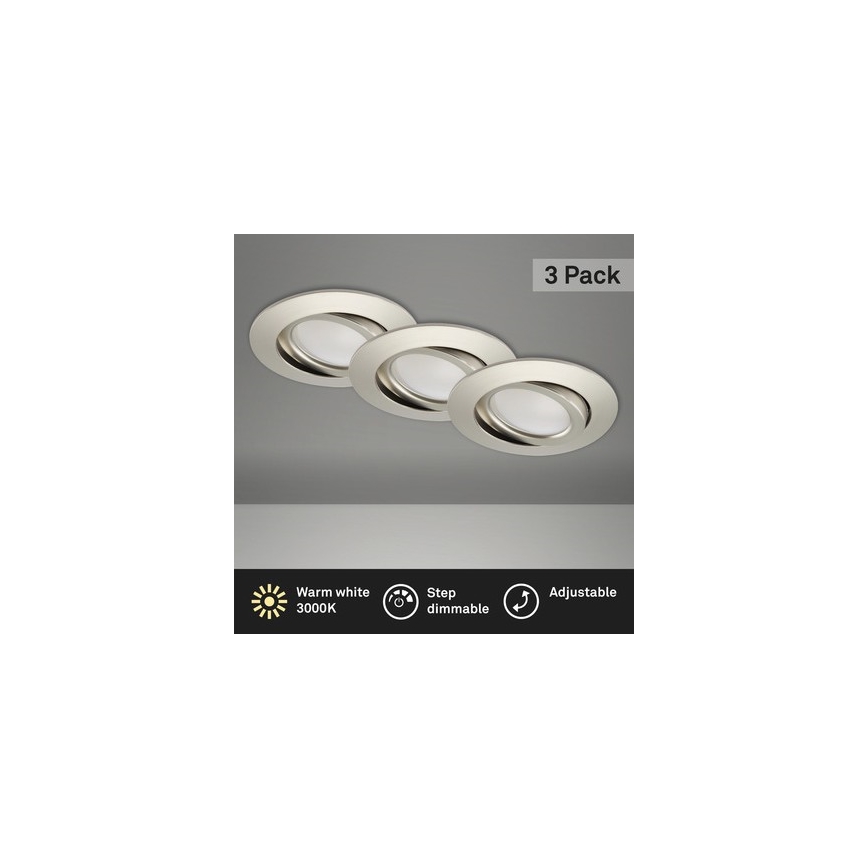 Brilo - KOMPLEKTS 3x LED Aptumšojama iegremdējama vannas istabas lampa LED/5W/230V IP23 matēts hroms
