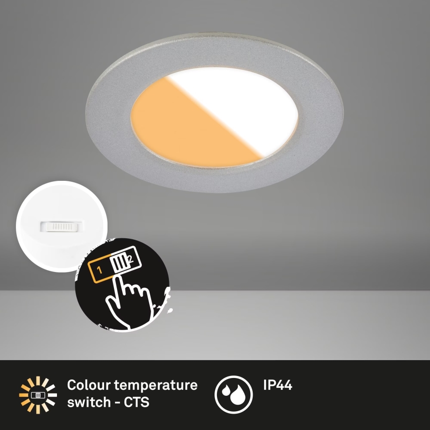 Brilo - KOMPLEKTS 3x LED Iegremdējama vannas istabas lampa LED/4W/230V IP44 3000/4000K sudraba