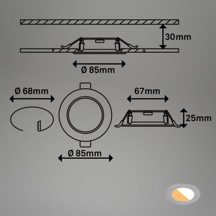 Brilo - KOMPLEKTS 3x LED Iegremdējama vannas istabas lampa LED/4W/230V IP44 3000/4000K sudraba