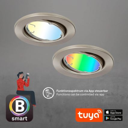 Brilo - KOMPLEKTS 3x LED RGBW Aptumšojama vannas istabas lampa 1xGU10/4,9W/230V 2700-6500K Wi-Fi Tuya IP23 + tālvadības pults