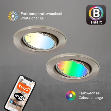 Brilo - KOMPLEKTS 3x LED RGBW Aptumšojama vannas istabas lampa 1xGU10/4,9W/230V 2700-6500K Wi-Fi Tuya IP23 + tālvadības pults