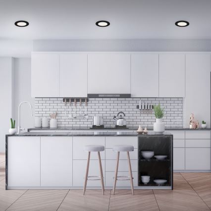 Brilo - komplekts 3x LED vannas istabas iebūvējamie griestu gaismekļi FLAT LED/6W/230V IP44 melni