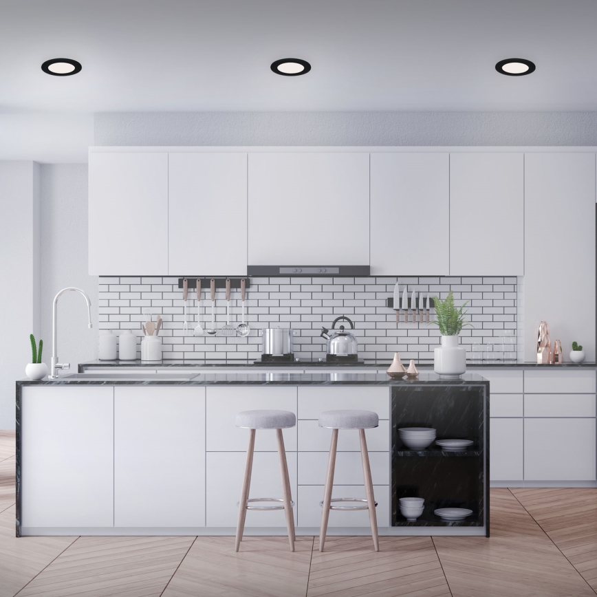 Brilo - komplekts 3x LED vannas istabas iebūvējamie griestu gaismekļi FLAT LED/6W/230V IP44 melni