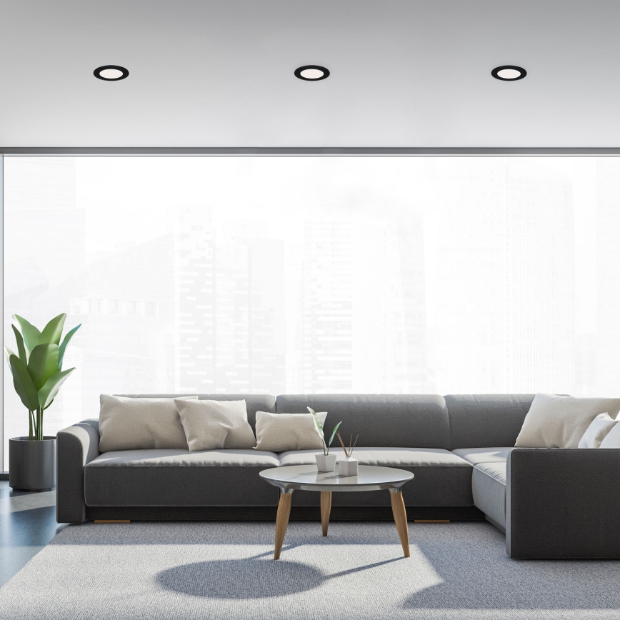 Brilo - komplekts 3x LED vannas istabas iebūvējamie griestu gaismekļi FLAT LED/6W/230V IP44 melni