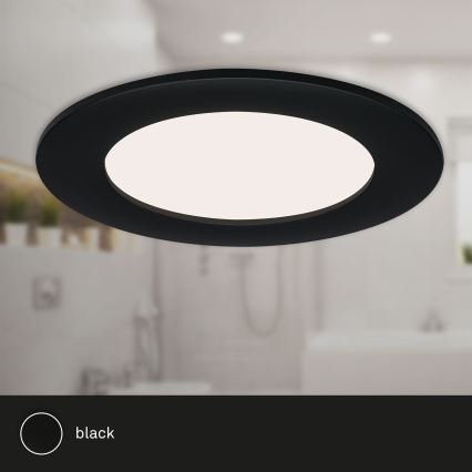 Brilo - komplekts 3x LED vannas istabas iebūvējamie griestu gaismekļi FLAT LED/6W/230V IP44 melni