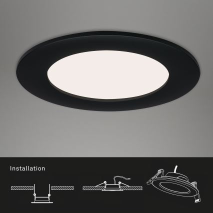 Brilo - komplekts 3x LED vannas istabas iebūvējamie griestu gaismekļi FLAT LED/6W/230V IP44 melni