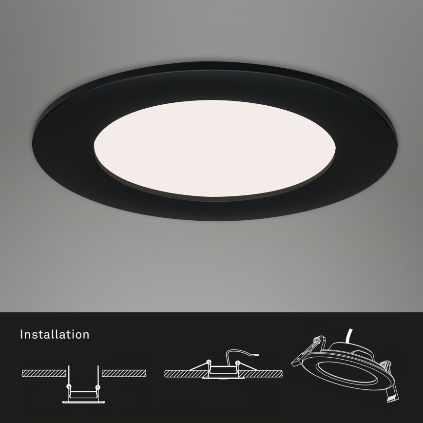Brilo - komplekts 3x LED vannas istabas iebūvējamie griestu gaismekļi FLAT LED/6W/230V IP44 melni