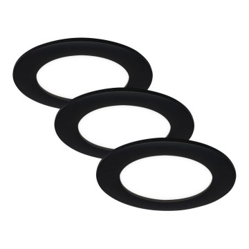 Brilo - komplekts 3x LED vannas istabas iebūvējamie griestu gaismekļi FLAT LED/6W/230V IP44 melni