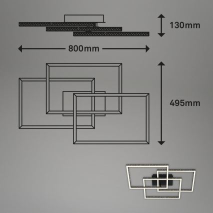 Brilo - LED Aptumšojama griestu lampa FRAME LED/57W/230V 3000K melna