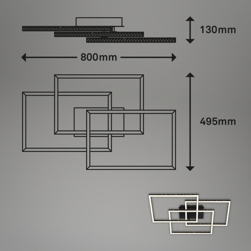 Brilo - LED Aptumšojama griestu lampa FRAME LED/57W/230V 3000K melna