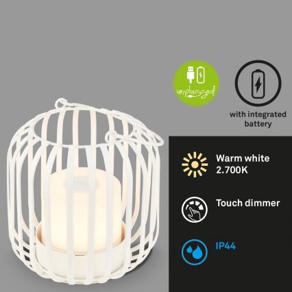 Brilo - LED Aptumšojama rechargeable āra galda lampa LED/2W/5V IP44 balta