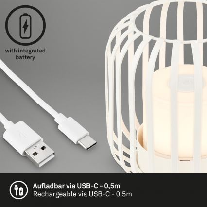 Brilo - LED Aptumšojama rechargeable āra galda lampa LED/2W/5V IP44 balta