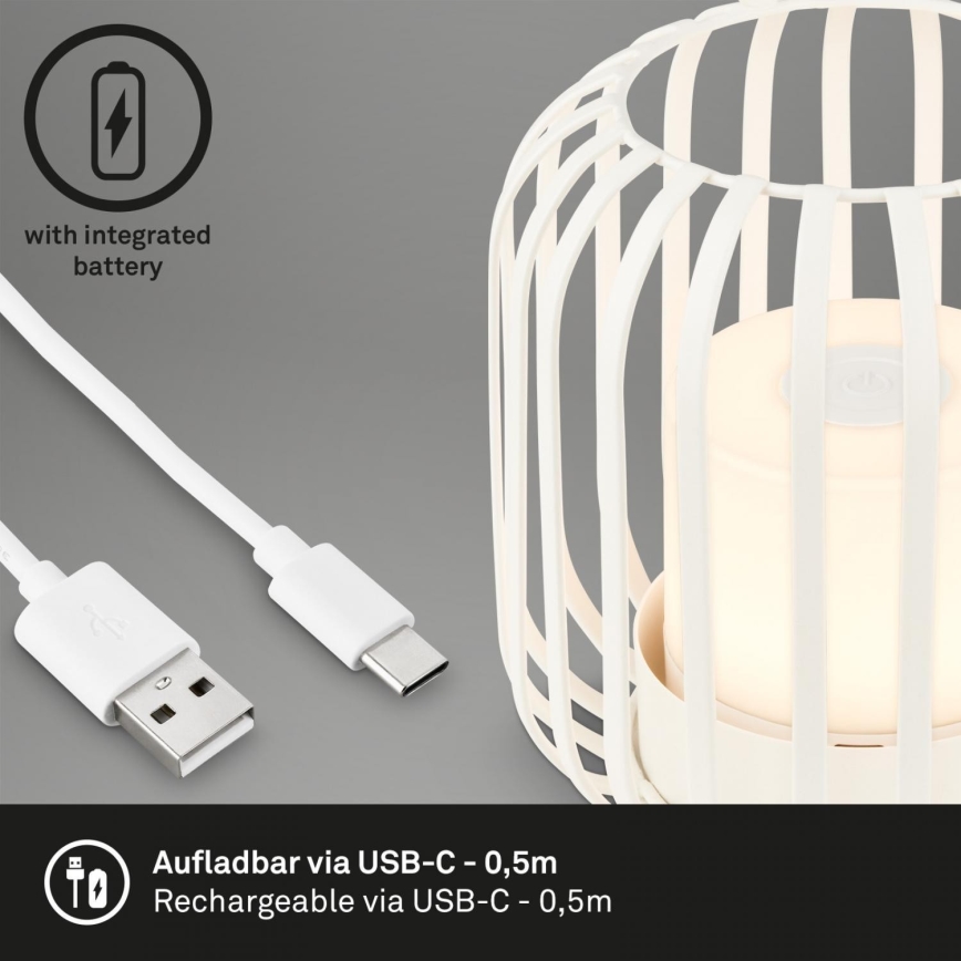 Brilo - LED Aptumšojama rechargeable āra galda lampa LED/2W/5V IP44 balta