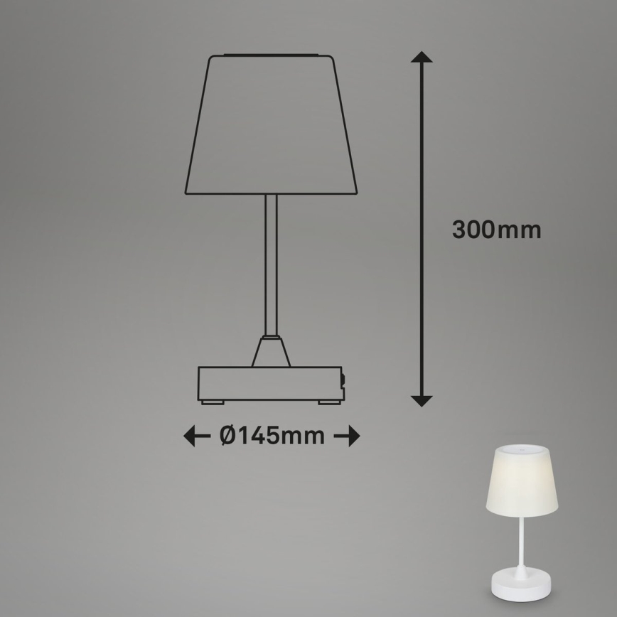 Brilo - LED Aptumšojama rechargeable āra galda lampa LED/3W/5V IP44 balta