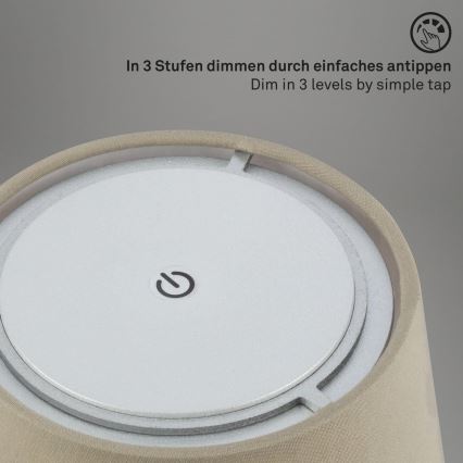Brilo - LED Aptumšojama uzlādējams āra galda lampa LED/3W/5V IP44 sudraba/bēša