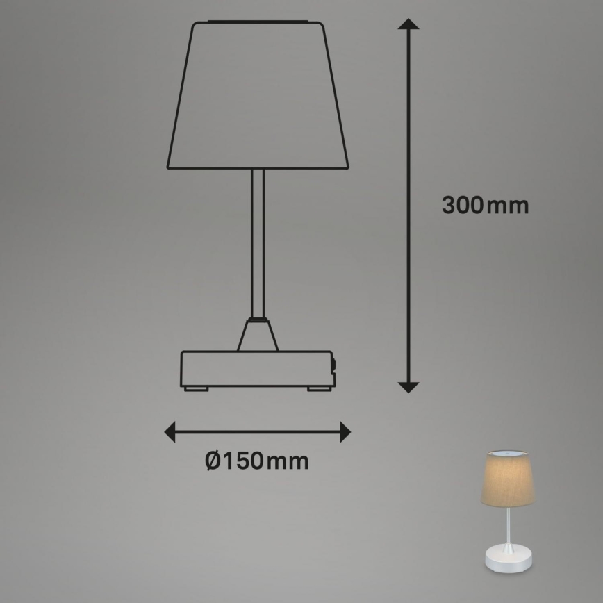 Brilo - LED Aptumšojama uzlādējams āra galda lampa LED/3W/5V IP44 sudraba/bēša