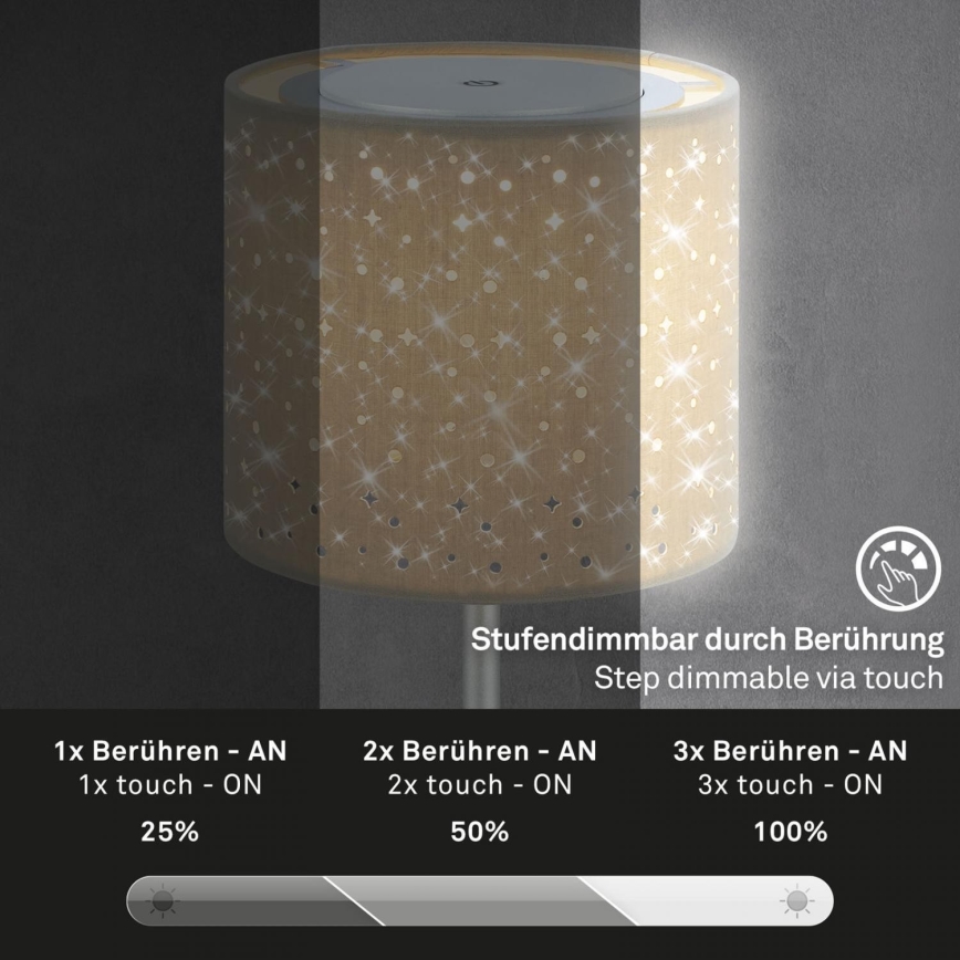 Brilo - LED Aptumšojama rechargeable āra galda lampa LOLE LED/3W/5V IP44 sudraba/bēša