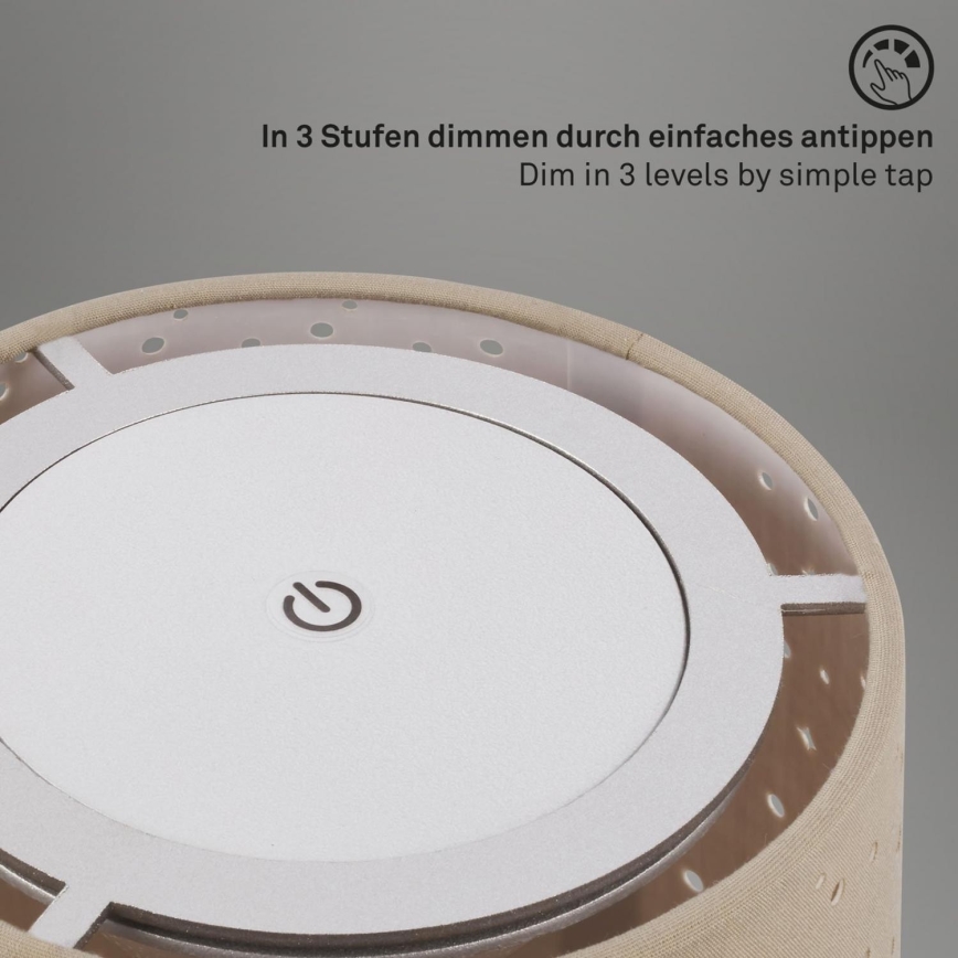 Brilo - LED Aptumšojama rechargeable āra galda lampa LOLE LED/3W/5V IP44 sudraba/bēša