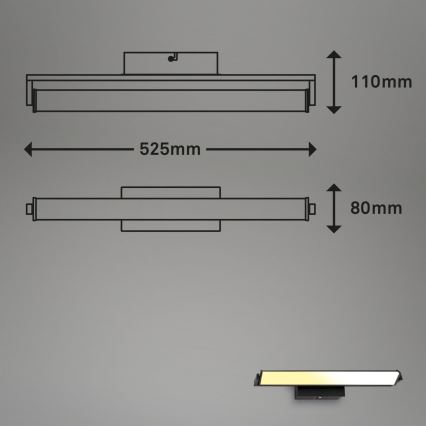 Brilo - LED Aptumšojama sienas lampa LED/18W/230V 2700-4000K melna