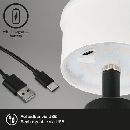 Brilo - LED Aptumšojama uzlādējama āra galda lampa LED/3,5W/5V IP44 melna