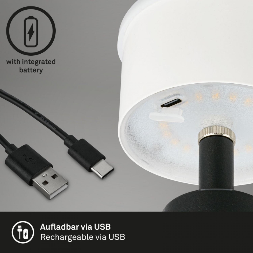 Brilo - LED Aptumšojama uzlādējama āra galda lampa LED/3,5W/5V IP44 melna
