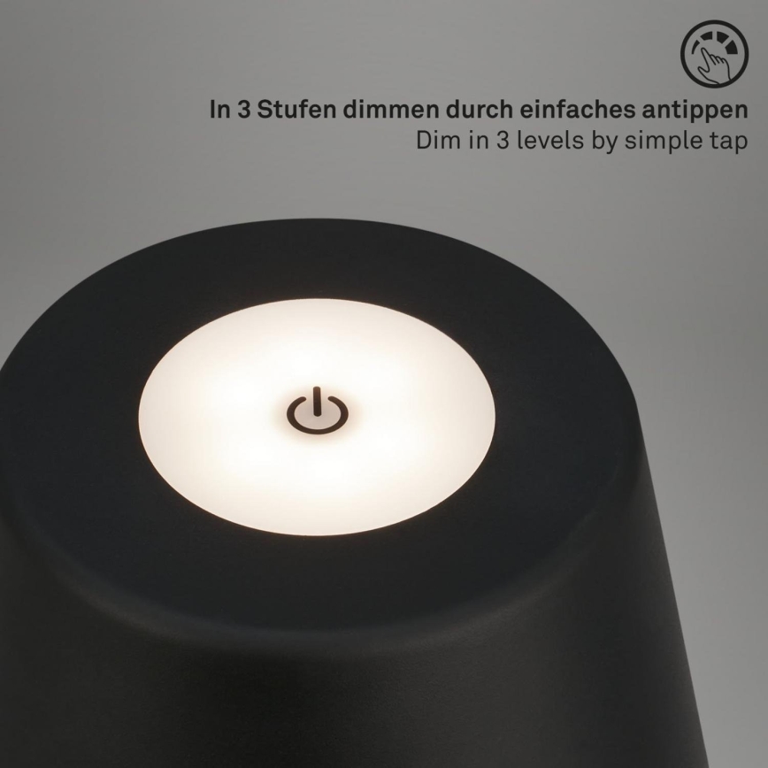 Brilo - LED Aptumšojama uzlādējama āra galda lampa LED/3,5W/5V IP44 melna