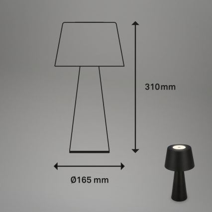 Brilo - LED Aptumšojama uzlādējama āra galda lampa LED/3,5W/5V IP44 melna