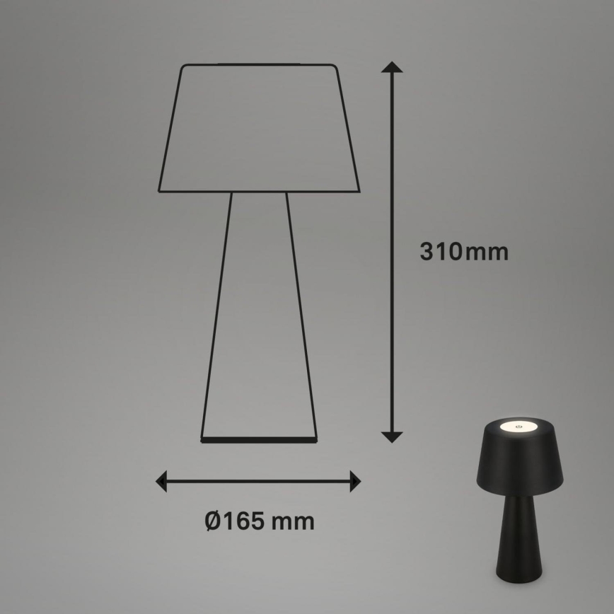 Brilo - LED Aptumšojama uzlādējama āra galda lampa LED/3,5W/5V IP44 melna
