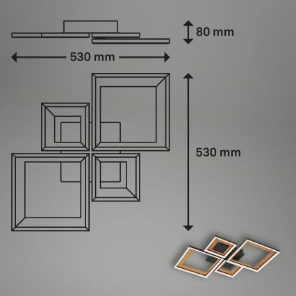 Brilo - LED Aptumšojama virsapmetuma lustra FRAME LED/38W/230V