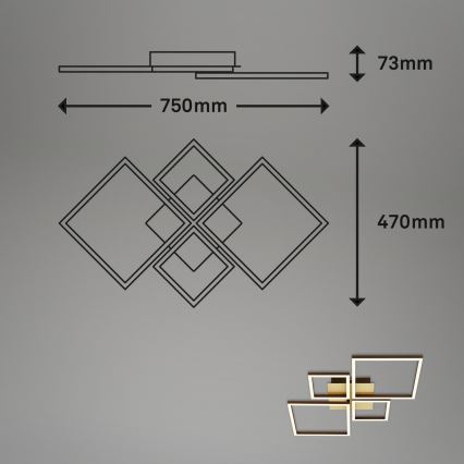 Brilo - LED Aptumšojama virsapmetuma lustra FRAME LED/44W/230V