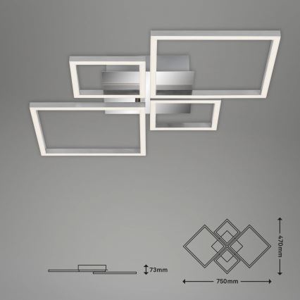 Brilo - LED Aptumšojama virsapmetuma lustra FRAME LED/44W/230V