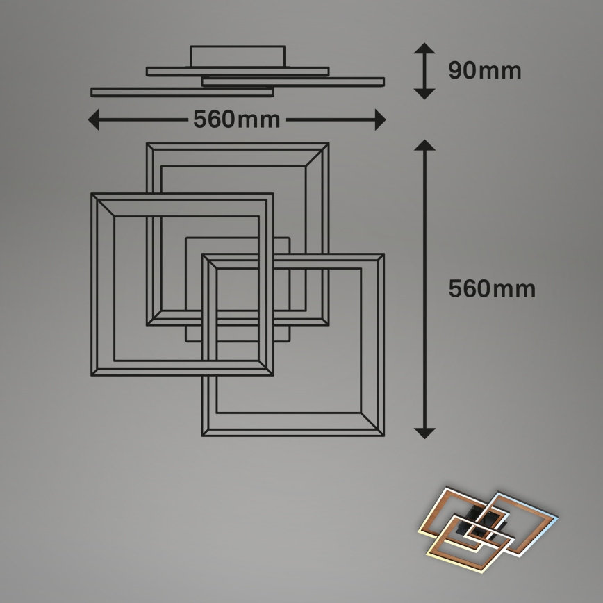Brilo - LED Aptumšojama virsapmetuma lustra FRAME LED/45W/230V 2700-6500K + tālvadības pults