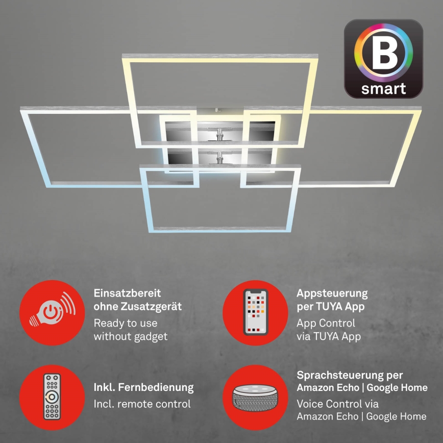 Brilo - LED Aptumšojama virsapmetuma lustra FRAME LED/50W/230V 2700-6500K Wi-Fi Tuya + tālvadības pults