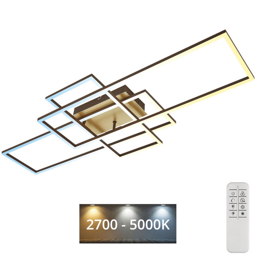 Brilo - LED Aptumšojama virsapmetuma lustra FRAME LED/51W/230V 2700-5000K brūna/zelta + tālvadības pults