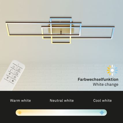 Brilo - LED Aptumšojama virsapmetuma lustra FRAME LED/51W/230V 2700-5000K brūna/zelta + tālvadības pults