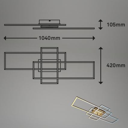 Brilo - LED Aptumšojama virsapmetuma lustra FRAME LED/51W/230V 2700-5000K brūna/zelta + tālvadības pults