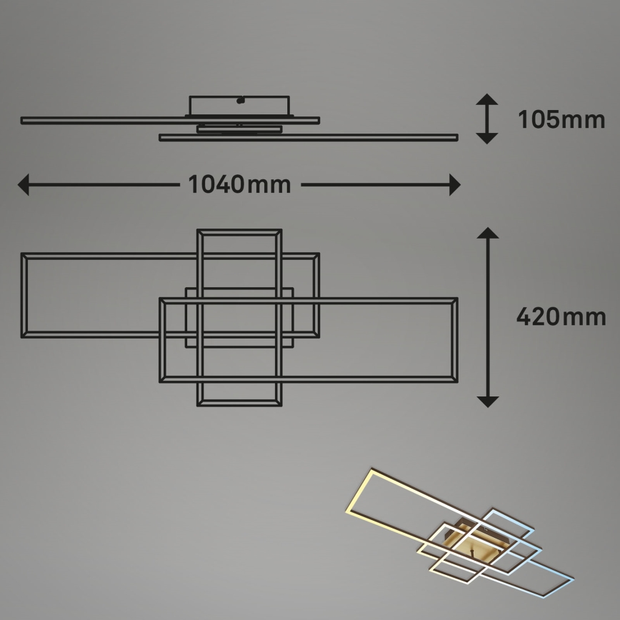 Brilo - LED Aptumšojama virsapmetuma lustra FRAME LED/51W/230V 2700-5000K brūna/zelta + tālvadības pults