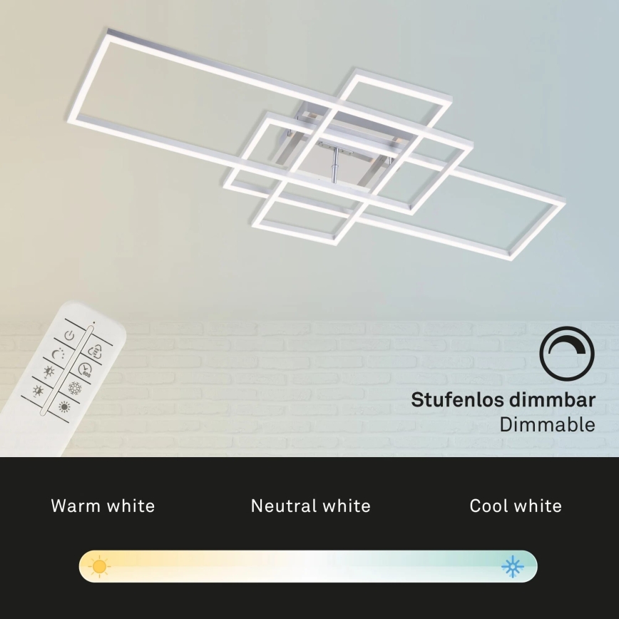 Brilo - LED Aptumšojama virsapmetuma lustra FRAME LED/51W/230V 2700-5000K hroms + tālvadības pults