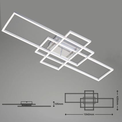 Brilo - LED Aptumšojama virsapmetuma lustra FRAME LED/51W/230V 2700-5000K hroms + tālvadības pults