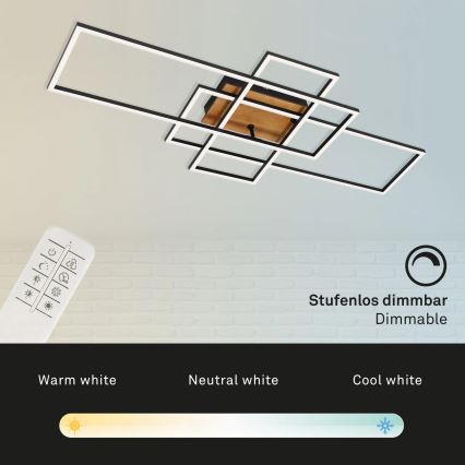 Brilo - LED Aptumšojama virsapmetuma lustra FRAME LED/51W/230V 2700-5000K melna/brūna + tālvadības pults