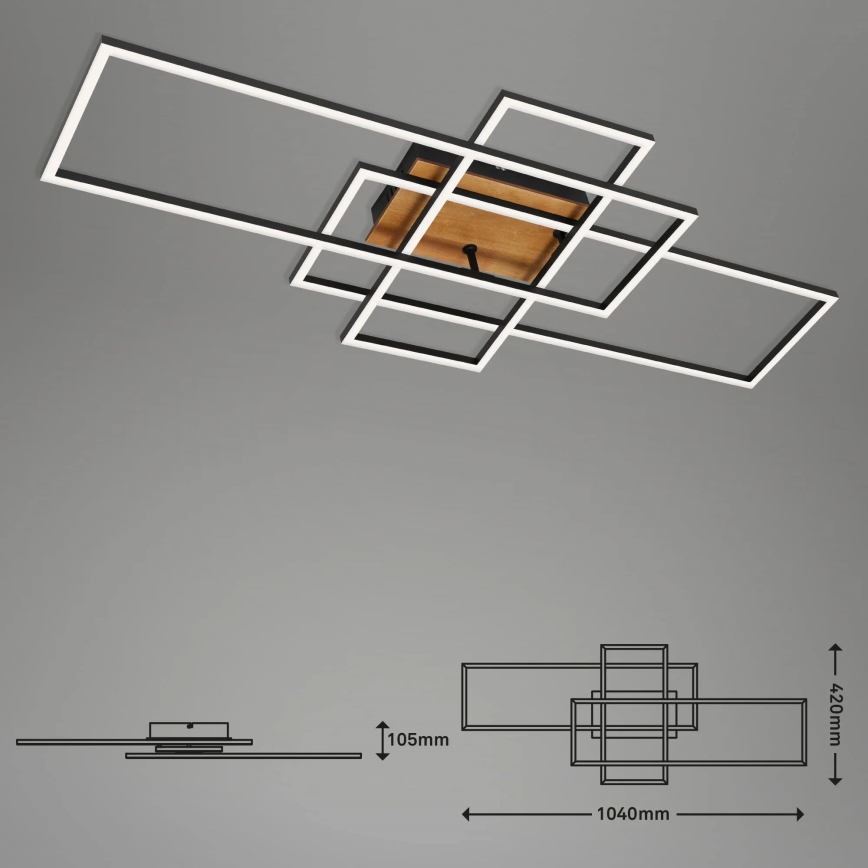 Brilo - LED Aptumšojama virsapmetuma lustra FRAME LED/51W/230V 2700-5000K melna/brūna + tālvadības pults