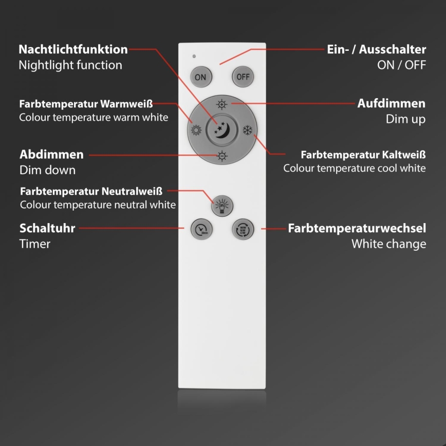 Brilo - LED Aptumšojams virsapmetuma panelis LED/24,5W/230V 3000-6500K + tālvadības pults